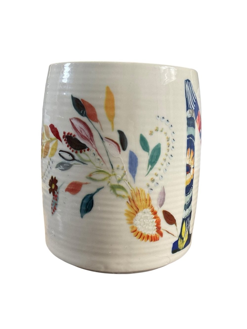Anthropologie Petal Palette Monogram N Mug Starla Halfmann Floral Letter N 14 oz - Picture 2 of 6